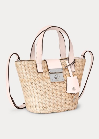 Bolsos De Mano Ralph Lauren Mujer Marrom / Rosas - Straw Mini Reese - DVZQH5926